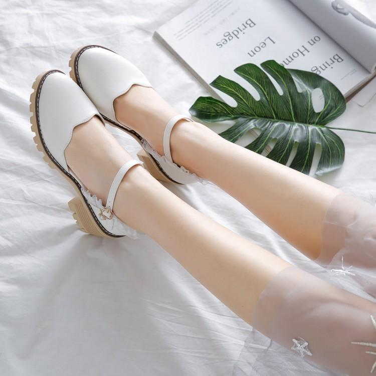 

Oversized ladies high heels women shoes woman pumps Round-headed heavy-heeled single shoes, Ivory