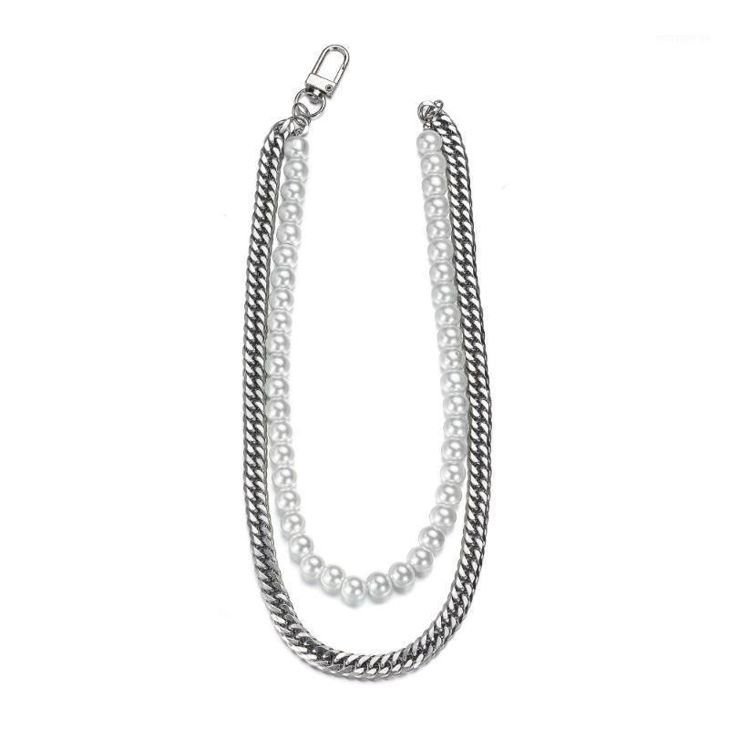 

Hip-Hop Double-Layer Choker Necklaces for Men Woman Pearl Chain Link Stainless Steel Necklace Punk Jewelry1