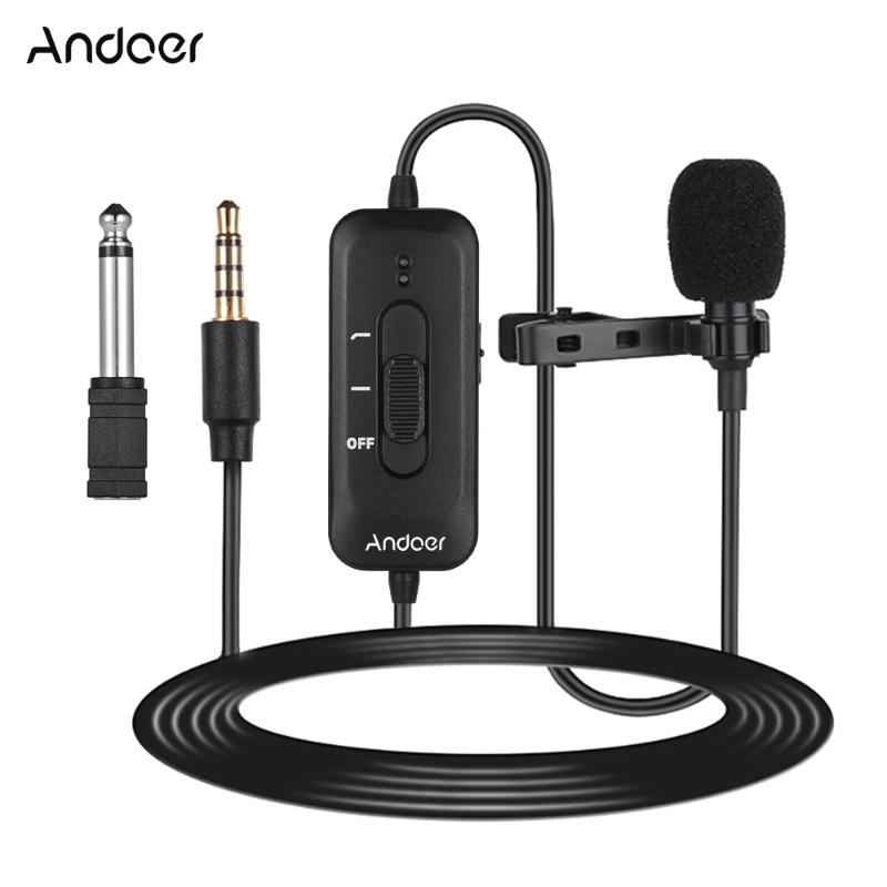 

Clip-on Lavalier mini Microphone 3.5mm Plug Condenser Mic with 6.5mm Audio Adapter 8m Cable for Smartphone Camera PC Recording