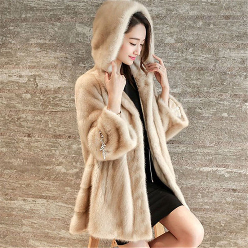 Faux Fur Coat Women Black White Plus Size Loose Raccoon Dog Fur Jackets New Spring Korean Office Winter Hooded Coats LD777 201029