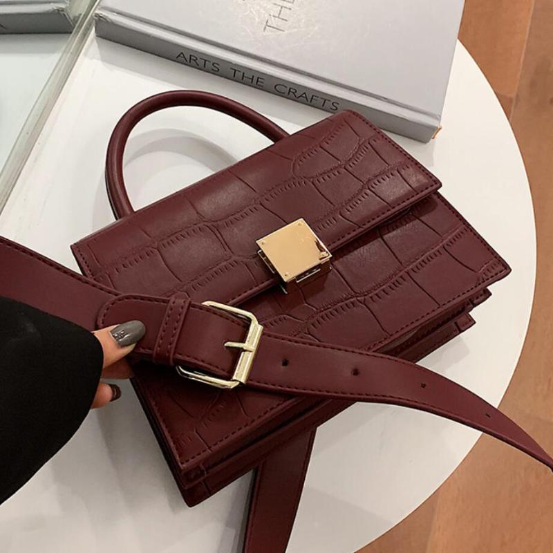 

Crocodile pattern Square Tote bag 2021 New High quality PU Leather Women's Designer Handbag Vintage Shoulder Messenger Bag, Black