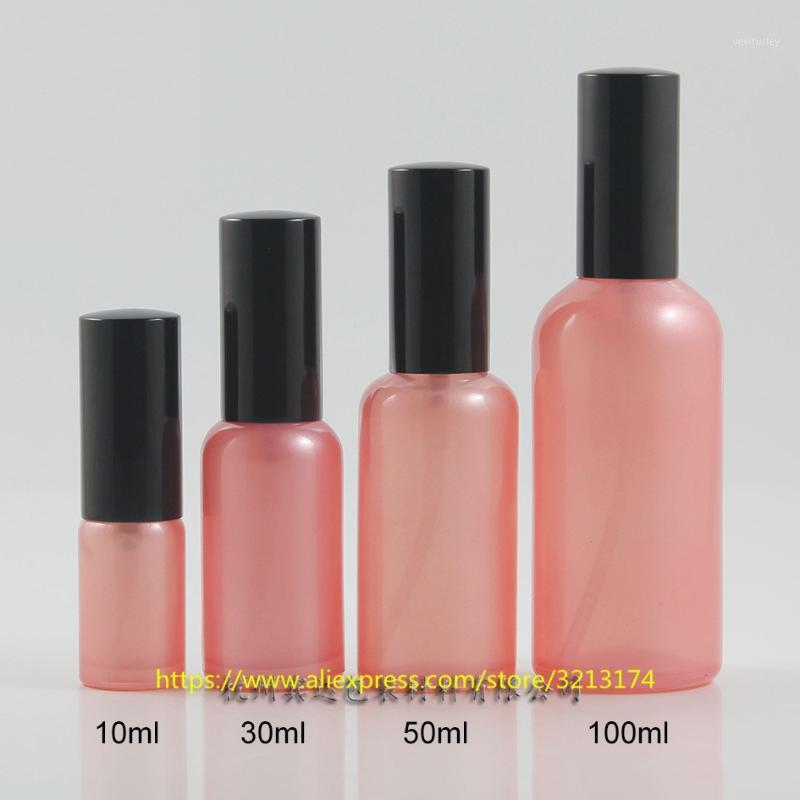 

wholesale 10ml to 100ml painted pink glass bottle with pump/sprayer,for lotion/perfume/essential oil/moisturizer/facial water1