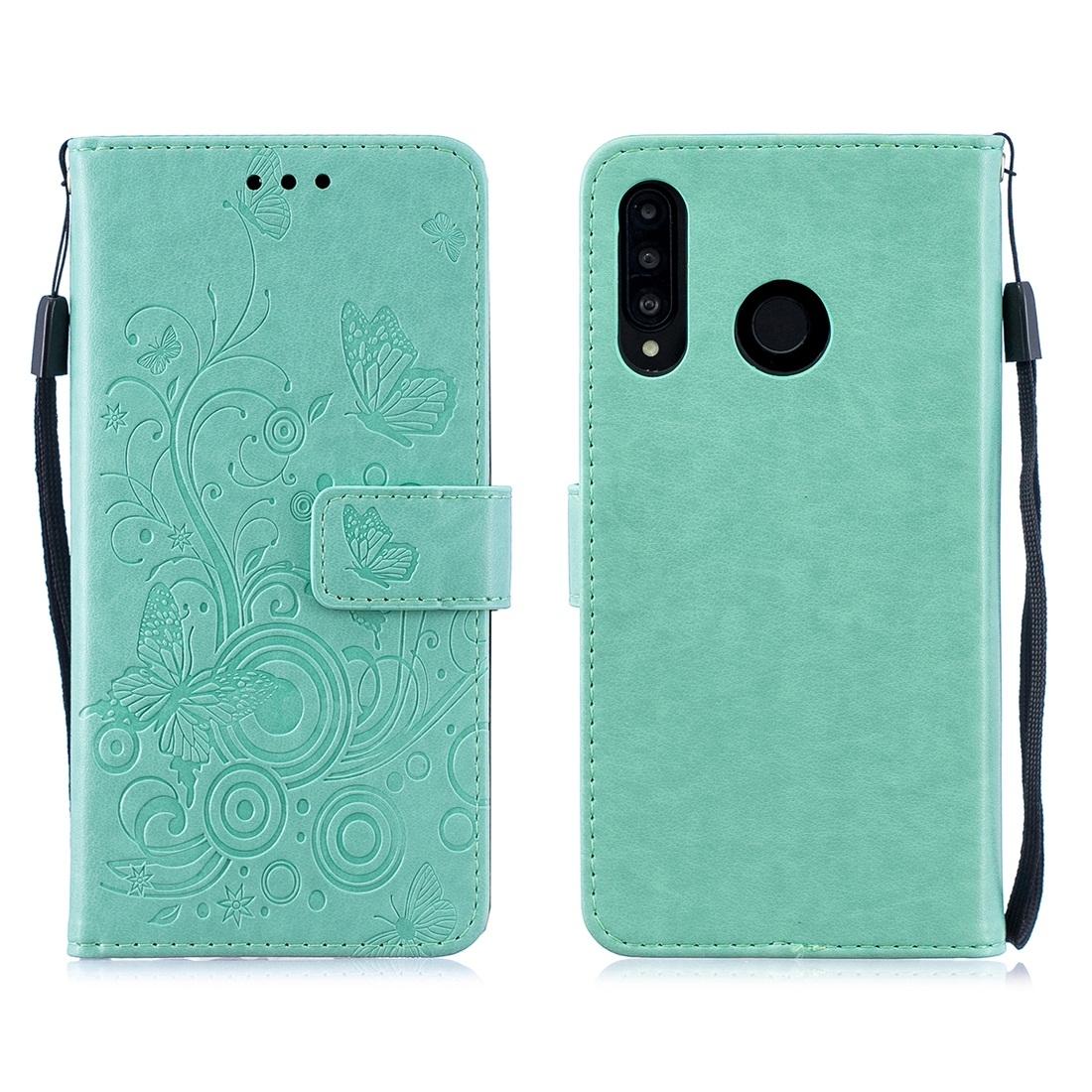 

For Huawei P30 Lite Butterflies Love Flowers Pattern Horizontal Flip Leather Case with Holder Card Slots Wallet Lanyard
