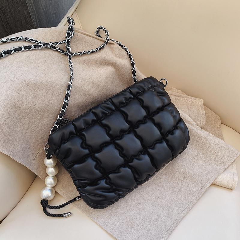 

PU Leather Flap Crossbody Bags for Women 2021 New Plaid Girls Handbag Women's Trending Chain Shoulder Hand bags, Beige