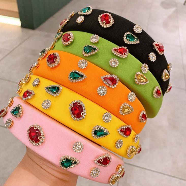 

Hairpin for Girls Boutique Gemstone Wide Version Macaron Thickened Sponge Headband