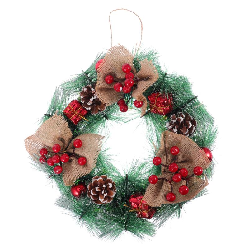 

1Pc Christmas Garland Delicate Decorative Chic Wreath Hanging Ornament Hanging Adornment for Window Door Mall, Assorted color