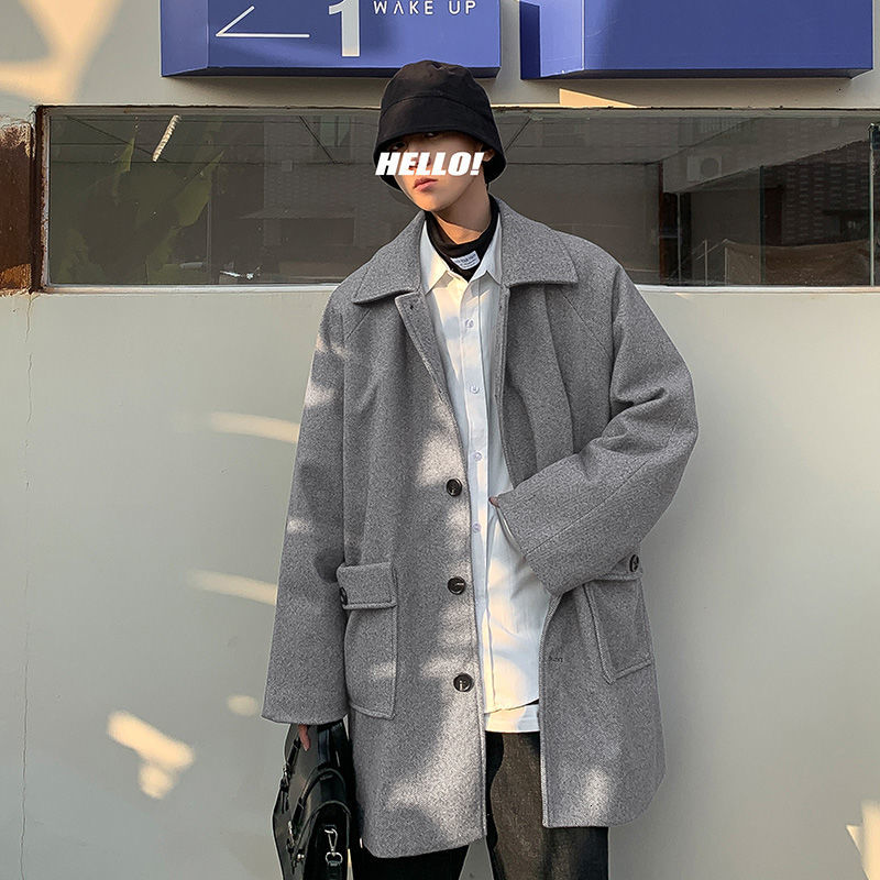 

Men's Spring 2021 Thin New Mid-length Jacket Young Male Clothes 5ZDU, Gray.