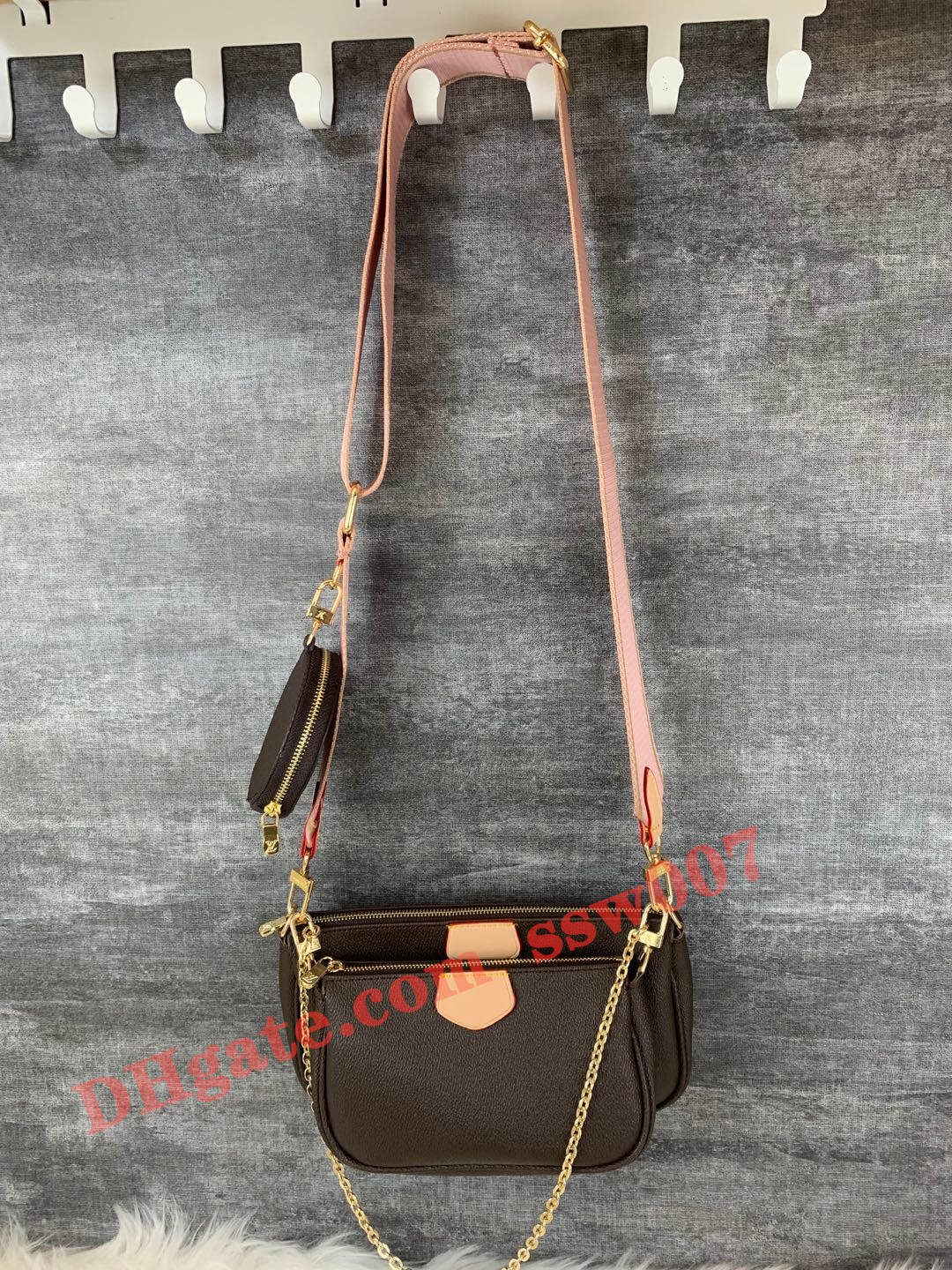 

Wholesale Women multi color straps crossbody bag 44840 3 pieces set favorite shoulder bags round pochette bag messenger bag 44823 Free Ship, Dark green strap