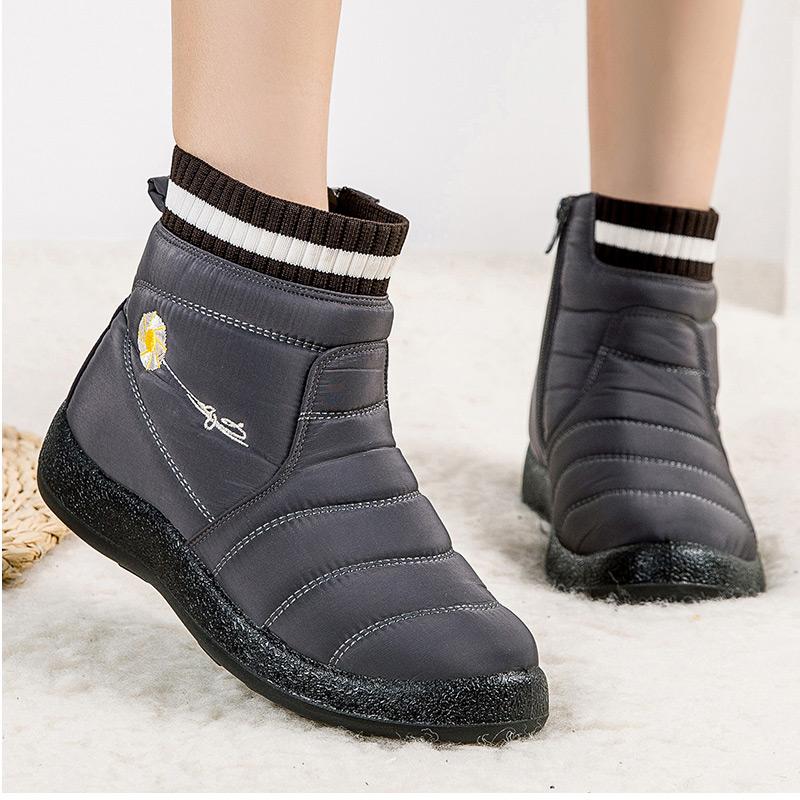 

Women Boots 2020 New Women Winter Shoes Zipper Snow Boots Waterproof Fabric Winter Shoes Flats Ankle Botas Mujer, Red