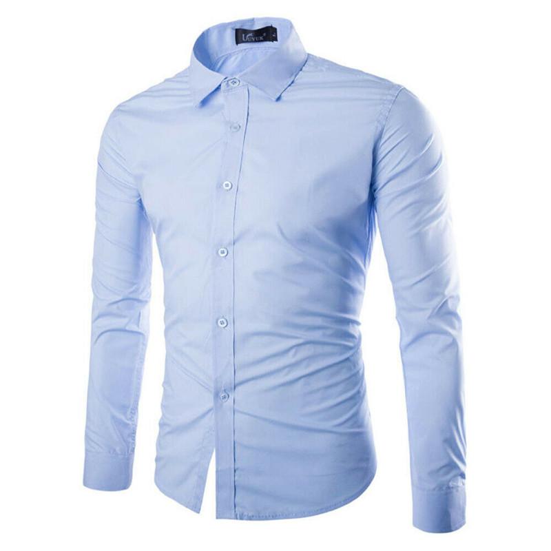 

L XL 2XL 3XL Large Size Men's Business Casual Long Sleeved Shirt White Blue Black Smart Male Social Dress Shirt Plus