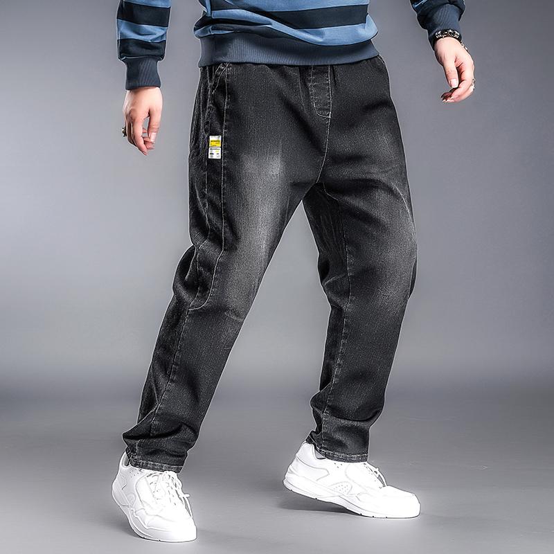 

Plus Size 6XL 5XL XXXXL Fashoin Blue Jeans 2020 Vintage Straight Pants Harajuku Jeans Wide Leg High Quality Denim Pants, Black