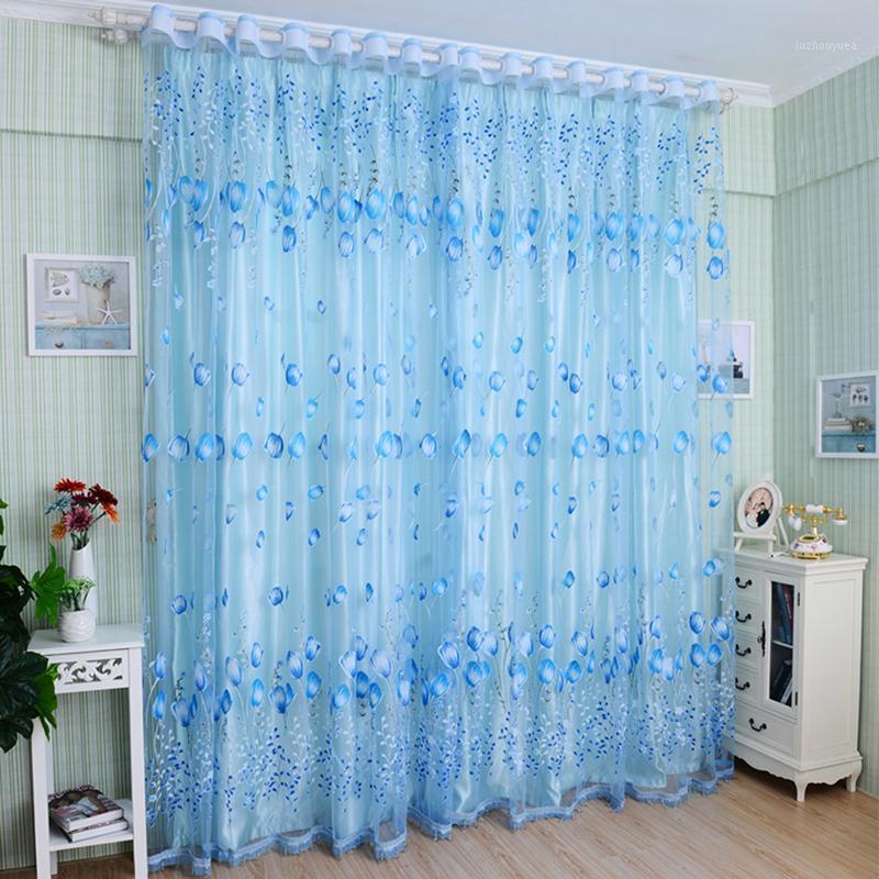 

1Pc Modern Tulip Window Screen Living Room Bedroom Door Kitchen Drape Curtain Home Decoration Supplies1, Purple