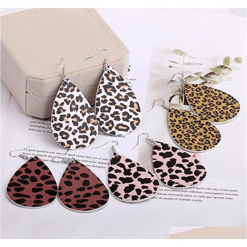 

Hot Fashion Jewelry Women'S Vintage Pu Leather Earrings Water-Drop Faux Leather Dangle Earrings S772 Eiwun