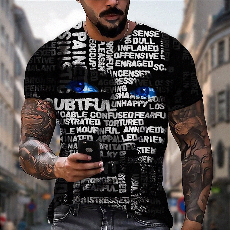 T-shirt Unisexe T-shirt 3D Imprimer Imprimé graphique Imprimés Visage humain Lettre d'équipage Rue Colquette Daily Impression à manches courtes T