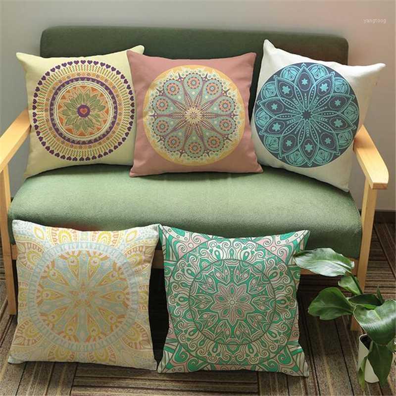 

Mandala pattern religious ritual belief linen cotton throw pillow case office sofa car cushion cover 45x45 cm home decor1, As picture
