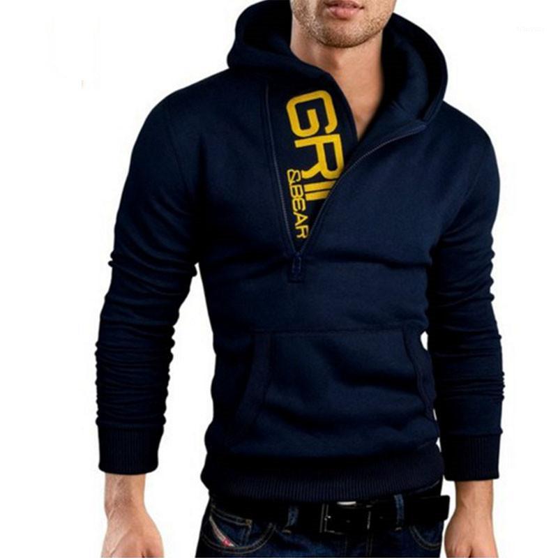 

Men's Hoodies & Sweatshirts Wholesale-2021 Men Sudaderas Hombre Hip Hop Mens Brand Placket Printed Letters Hoodie Sweatshirt Slim Fit Hoody, Black
