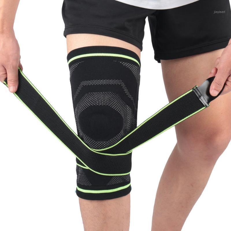

1PC Knee Pad Basketball Tapes Sleeve Thermal Compression Leg Protector For Weight Lifting Running Jogging1, Black-grenn