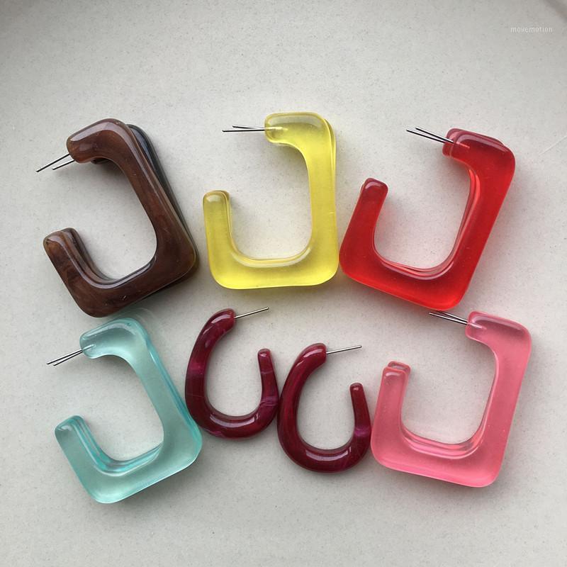

UJBOX Fashion Transparent Multicolor Acrylic Resin Drop Earrings Women Letter U-shaped Earrings Red Blue Pink Brown1