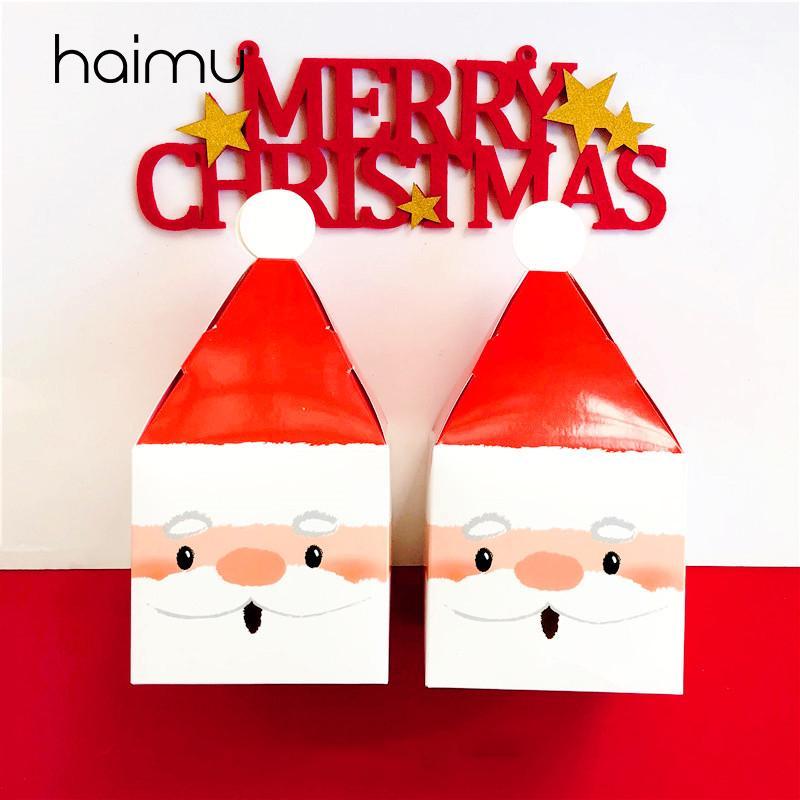 

10pcs Christmas Eve Candy Box Santa Claus Snowman Decor Tree Apple Gift Box Cupcakes Dessert Packaging Boxes1