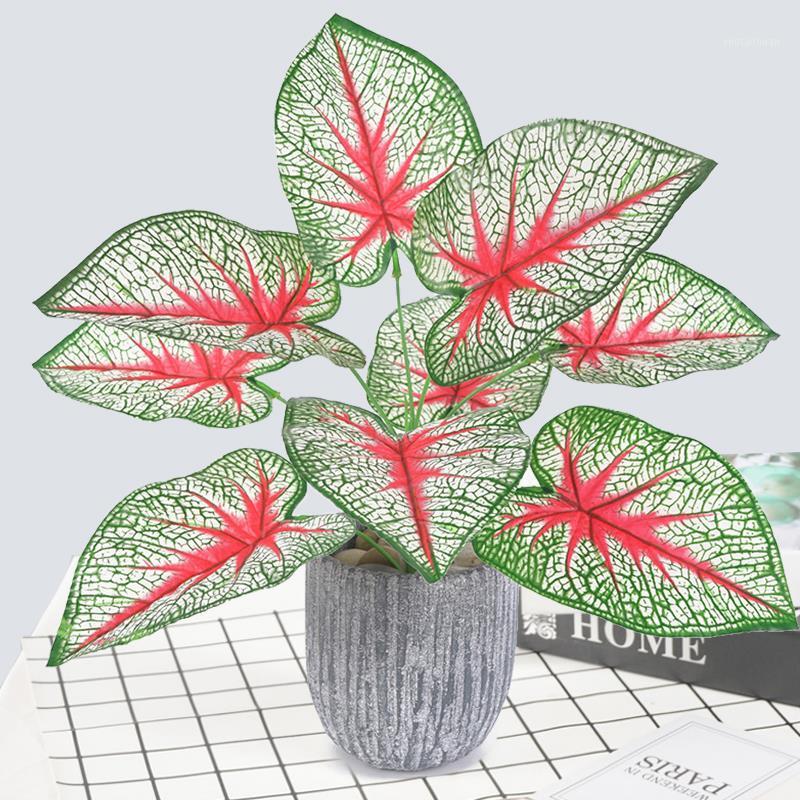 

Artificial Taro Leaves SimulatedTaro Leaves 9 Heads Artificial Green Plant Creative Ornament Fashion Festive Livingroom1, Red