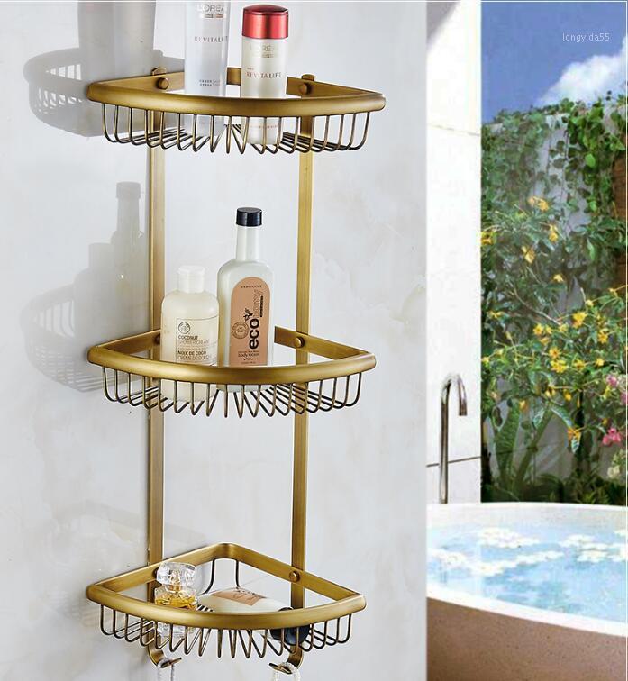 

Wall Mounted Copper Bathroom Soap Dish Antique Triple Tier Bath Shower Shelf Bath Shampoo Holder Basket Holder Corner shelf1