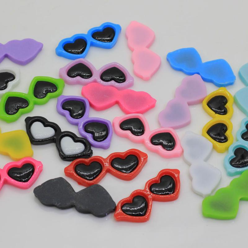 

10/50pcs Mixed Heart Sun Glasses Resin Decoration Crafts Kawaii Flatback Cabochons Scrapbook DIY Accessories Buttons