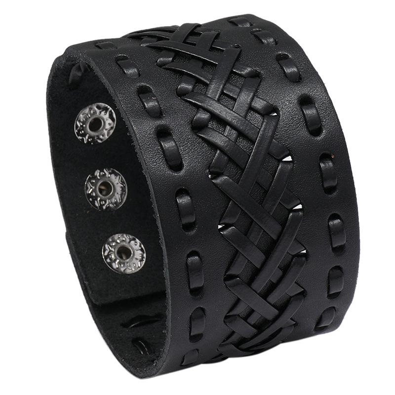 

Vintage Braided Cowhide Bracelet Punk Jewelry Personality Men's Wide Leather Bracelet