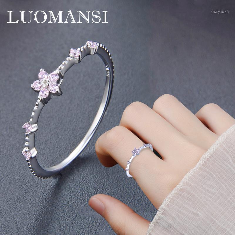 

Cluster Rings Luomansi Personality Flower-Shaped Zircon Ring Sterling Silver 925 Trend Female Jewelry Accessories, Golden;silver