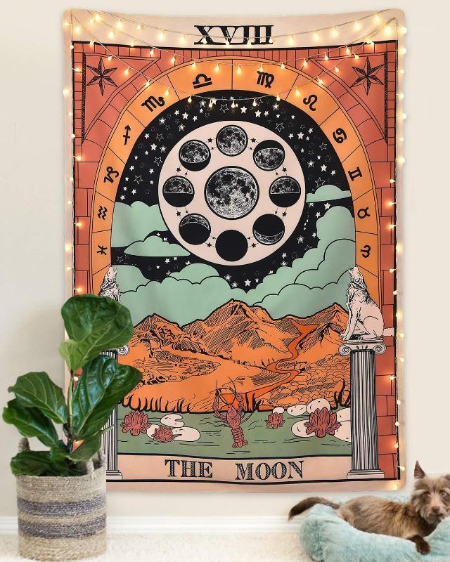 

The Sun Star Moon Tapestry Wall Hanging Witchcraft Colorful Tarot Divination Tapestry For Bedroom Decor Astrology Wall1