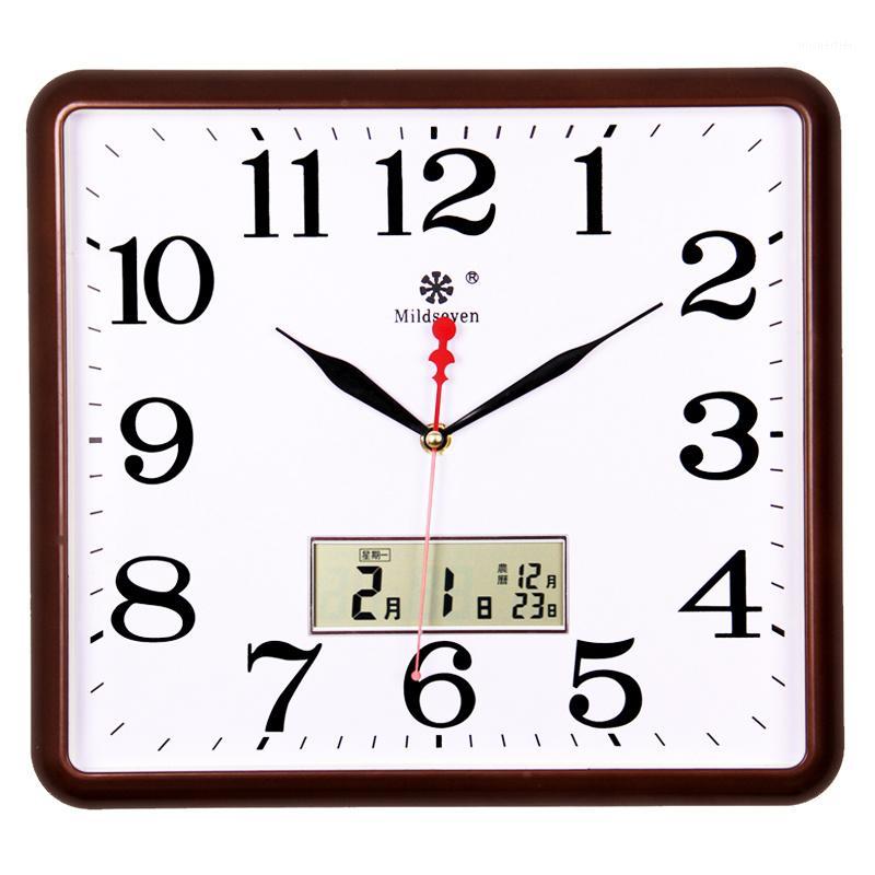 

Mute Square Wall Clock Quartz Calendar Creative Modern Wall Clock Digital Gold Relogios De Parede Home Decor AD50WC1