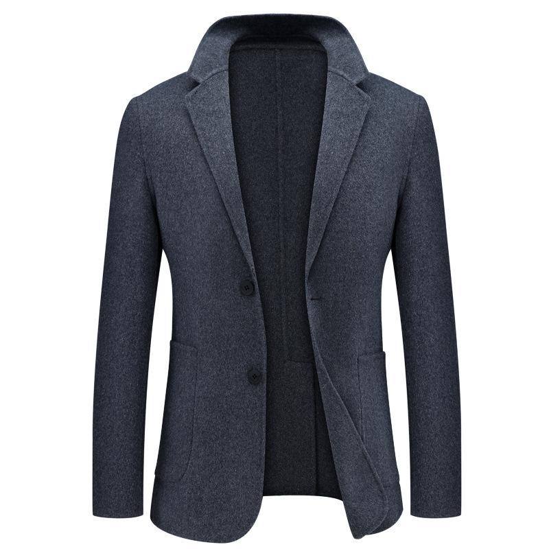 

Winter 2020 wool coat men's short suit woolen jacket cashmere suit autumn business double faced man, Black