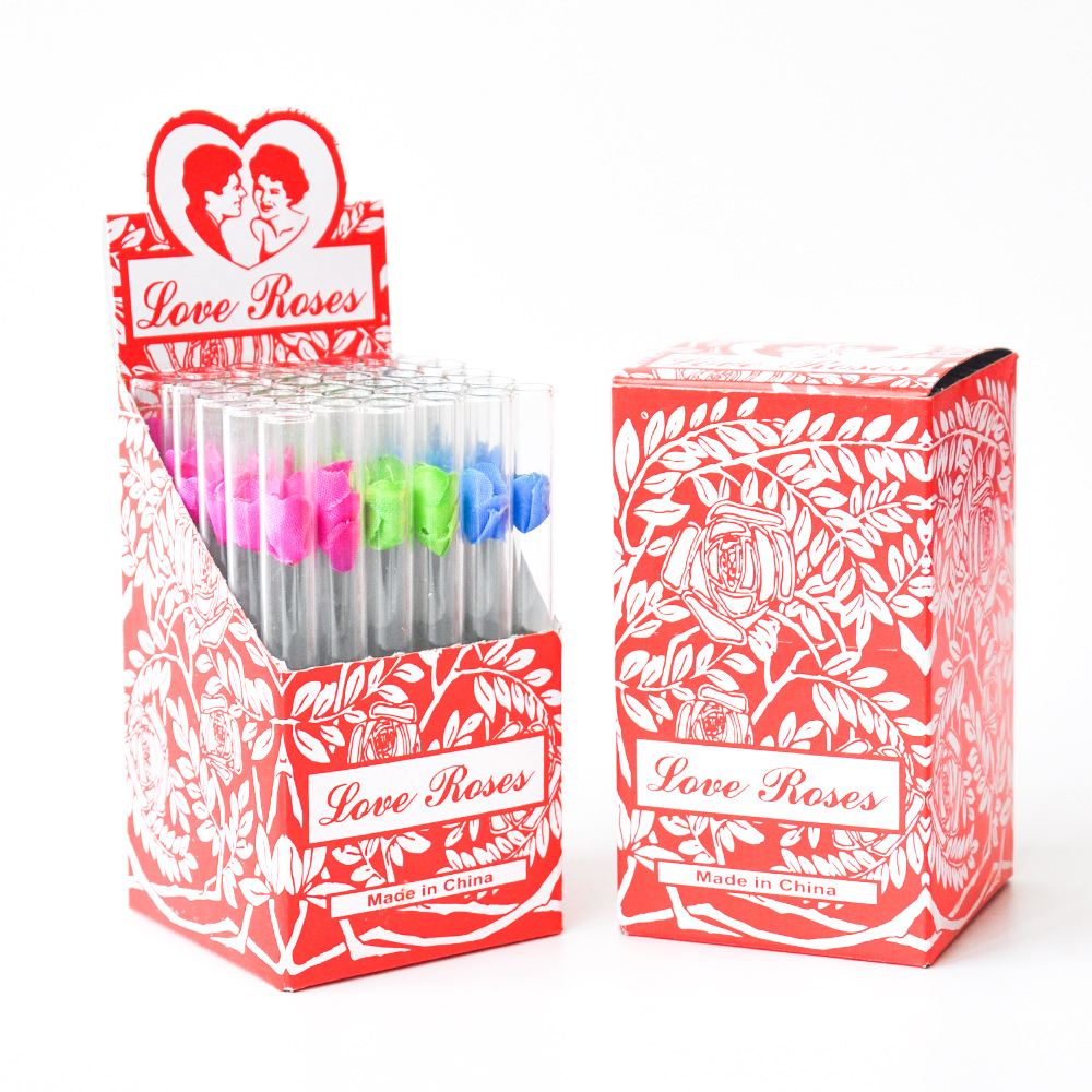 

Love Rose Glass Tube With Plastic Flower 36pcs in one box best quality glass bong for smoking tobacco pipe