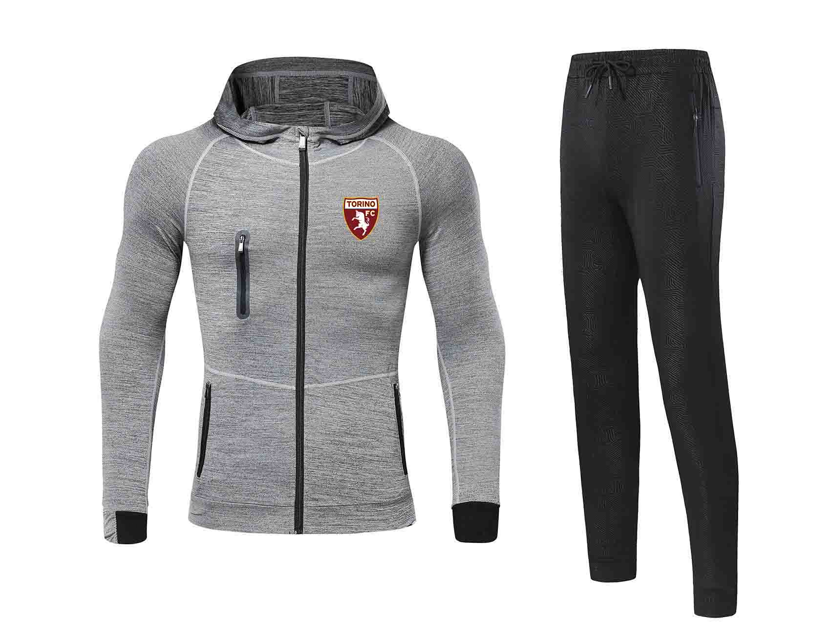 

20/21 Newest Torino Jacket Footbal Jersey Pant Adult Soccer Set winter tracksuit men Jacket warm suits, Black;blue