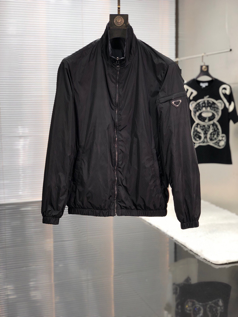

2022 spring new designer jacket ~ Chinese size M- high-quality Nylon material double-sided mens collar luxury black coat