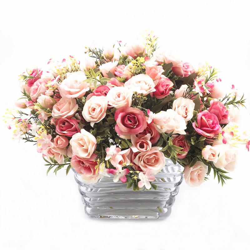 

13 Heads Artificial Rose Flowers Silk Flowers Artificial For Home Decoration Decor Table Fake Wedding Bouquet, White