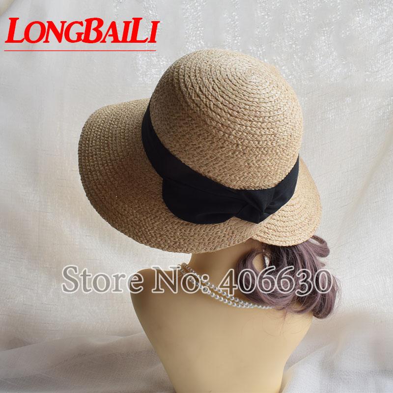 

Summer 11cm Wide Brim Women Raffia Straw Sun Hat Female Beach Caps Free Shipping SWDS042, Grey