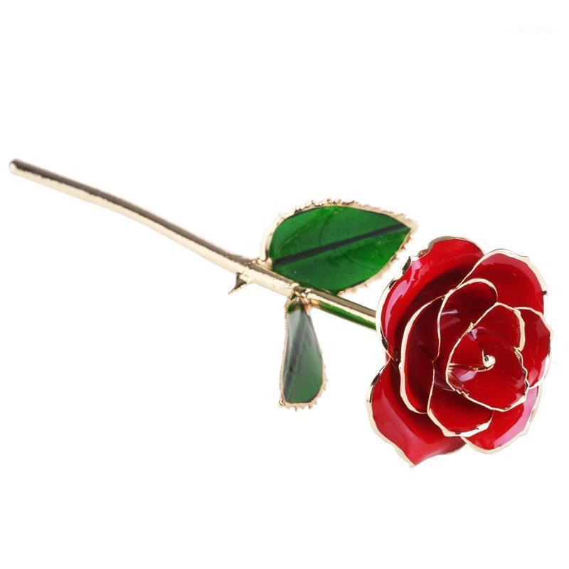 

Blooming Lacquered 24K Gold Roses Plated Real Rose Birthday Valentine'S Day Anniversary Gift With Souvenir Bag Fake Flower1, 19