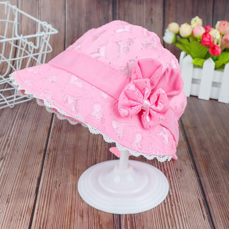 

Baby Toddler Girls Hat Summer Cartoon Bow Lace Cap Infant Baby Boy Girl Fashion Peach Lace Hollo Heart Printing Cap Sunhat Hats, Pink