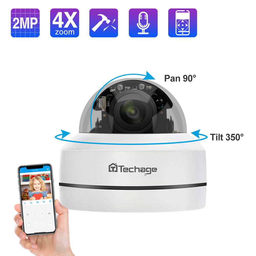 

1080P 4X Zoom Lens PTZ POE IP Camera Mini Speed Dome Audio Waterproof 2MP CCTV Security P2P Onvif Video POE Surveillance