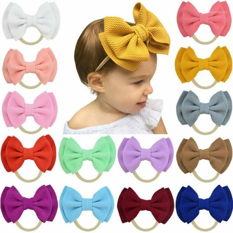 

2020 New Arrival Hair Bows Headband Cotton Fabric Elastic Hair Bands Girls Accessories Fashion Baby Double layer Bow 0-3y1