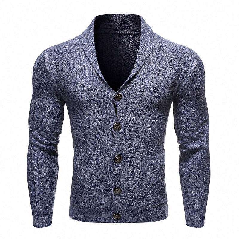 Men's Cardigan Solid Colored Long Sleeve Sweater Cardigans Shirt Collar Khaki Dark Gray Navy Blue d0IO#