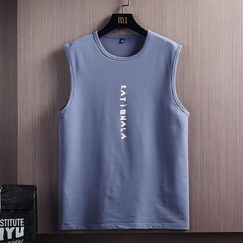 

Men' Tank Tops 2022 Men Solid Color Casual Sleeveless Vest Letter Printing Simple Style Streetwear T-Shrit Gym Clothing, White;black