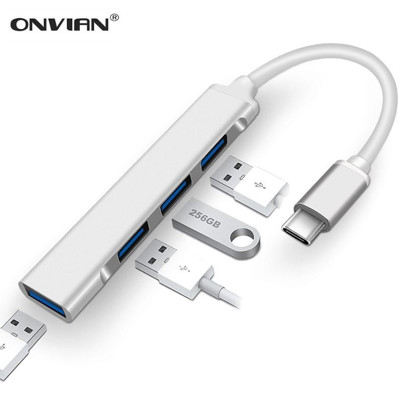 

Onvian USB C Hub 4 Ports USB 3.0 HUB Type C Splitter 3.0 2.0 TF SD Card Reader for PC Computer HUAWEI Matebook