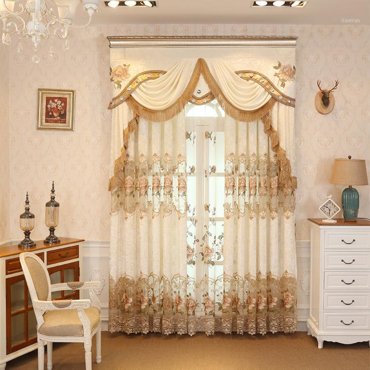 

Spliced velvet embroidered European-style curtains, living room bedroom dining curtains1