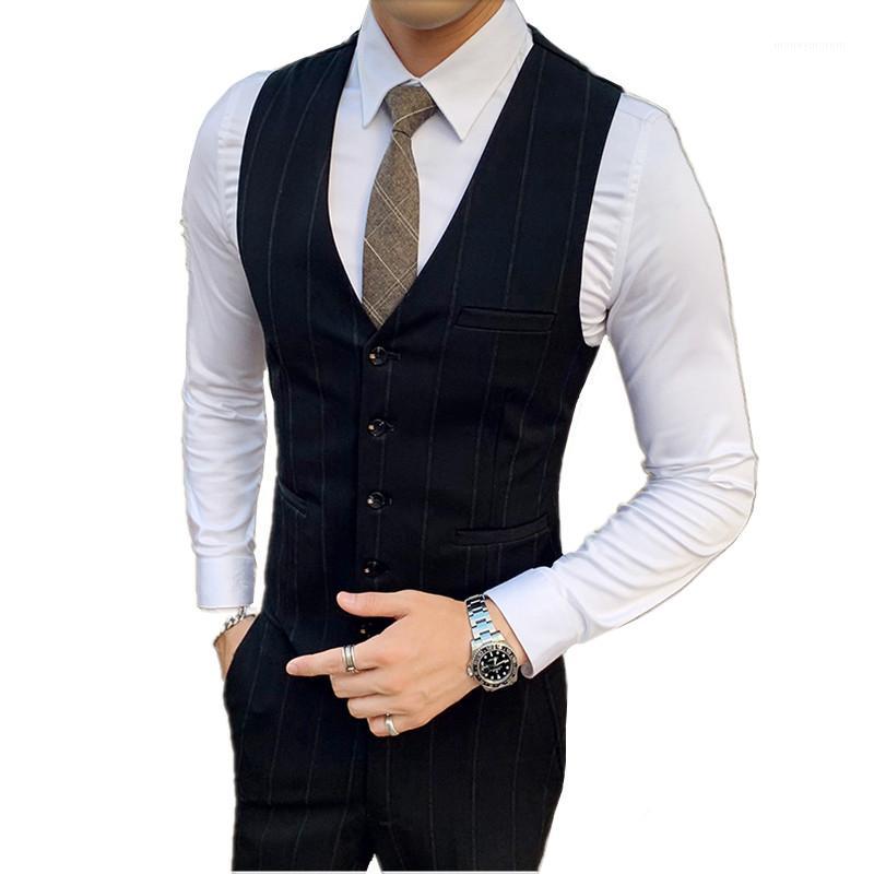 

Spring and autumn mens vest and suit pants set high quality business casual vest men trousers gray black waistcoat men pant 3xl1