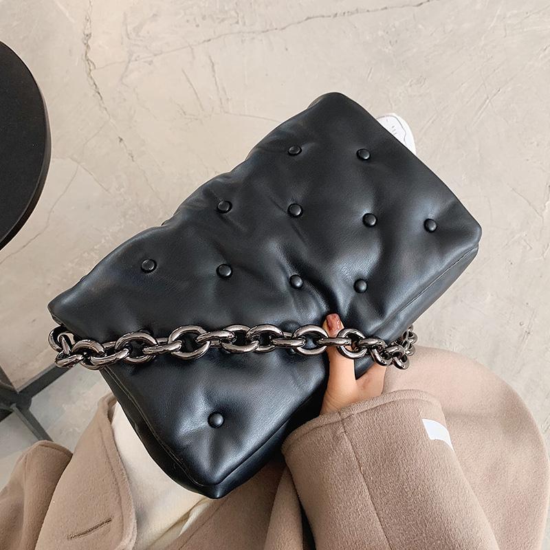

2021 New Fashion Women PU Leather Crossbody Bags Designer Chain Shoulder Bag Lady Shoulder Messenger Bag Purse and Handbags, Black