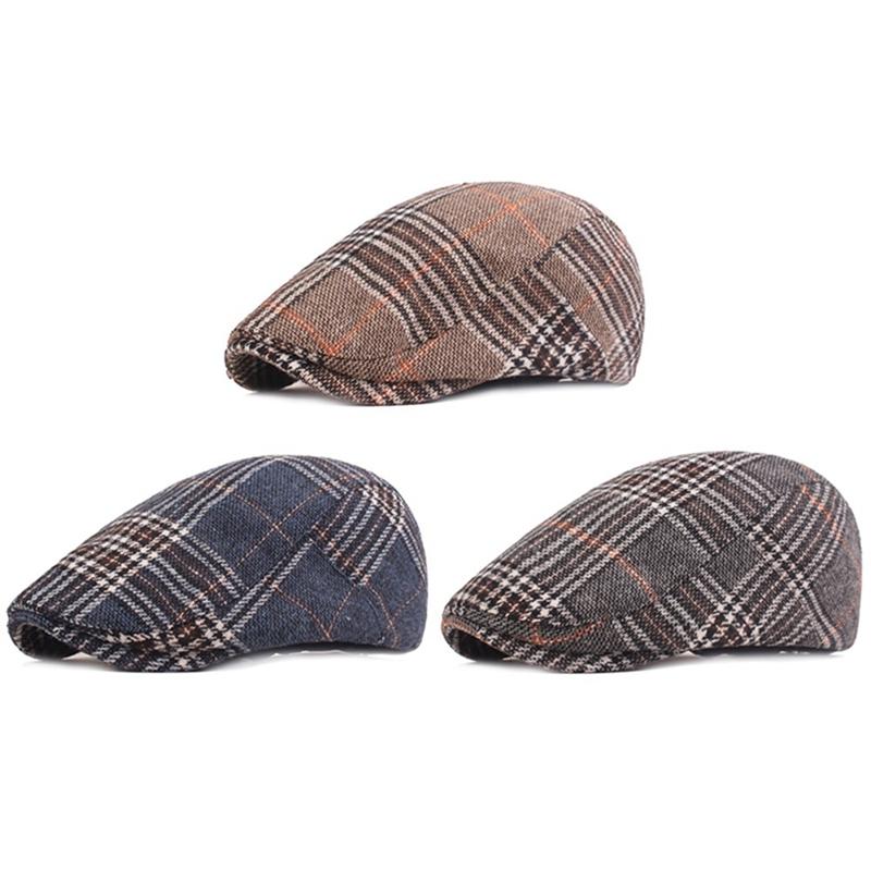 

Fashion Octagonal Cap Newsboy Beret Hat Autumn And Winter Hats For Men, Bl