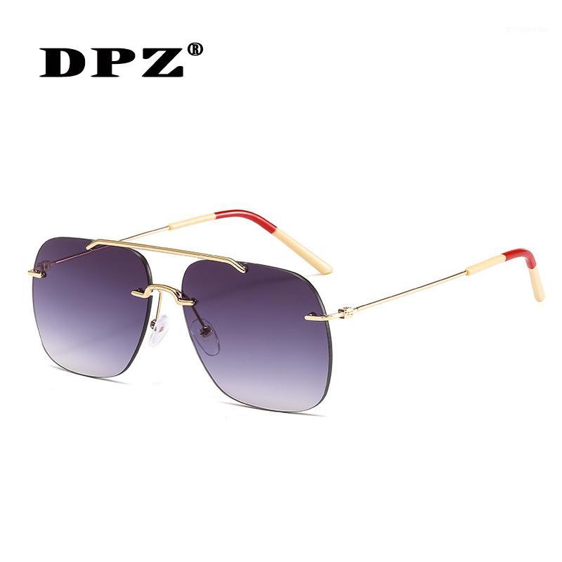 

2020 luxury Classic Vintage Rimless women Driving Square Brand Design Sun Glasses Oculos Gradient lens 18331
