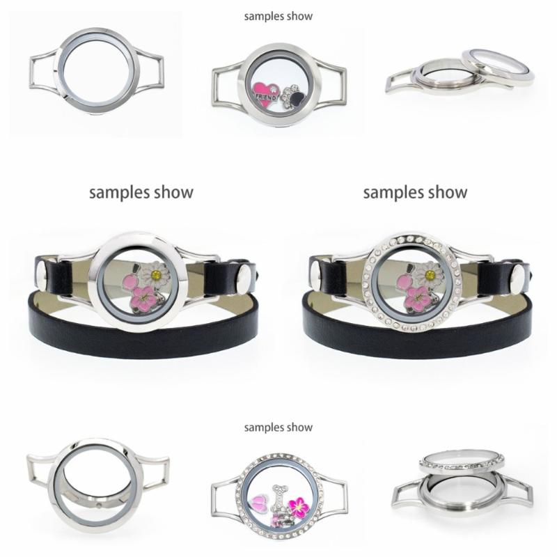 

Charm Bracelets 25mm/30mm Bling Crystal Glass Living Memory Locket Bracelet 316L Stainless Steel Fit Floating Charms Making Wrap