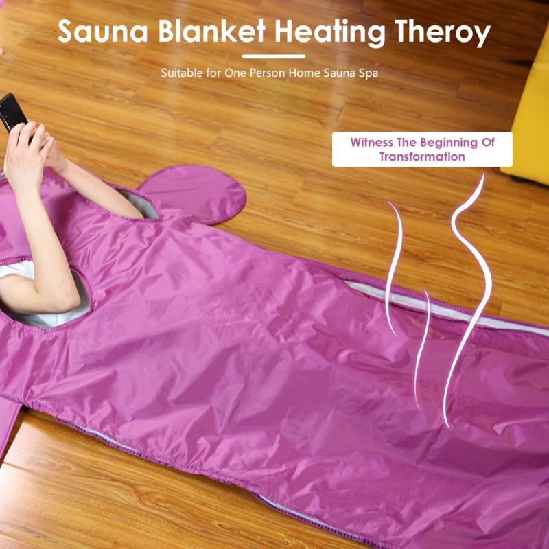 

Purple Far-infrared Sauna Blanket Hand-reachable Design Digital Thermal Sauna Acid Discharge Blankets For Body Shaper Slim 2021